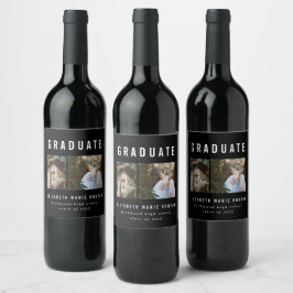 Rótulo De Garrafa De Cerveja Tipo graduação multifoto preto e branco