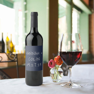 Rótulo De Garrafa De Cerveja Tipografia manuscrita casual prata e azul-marinho