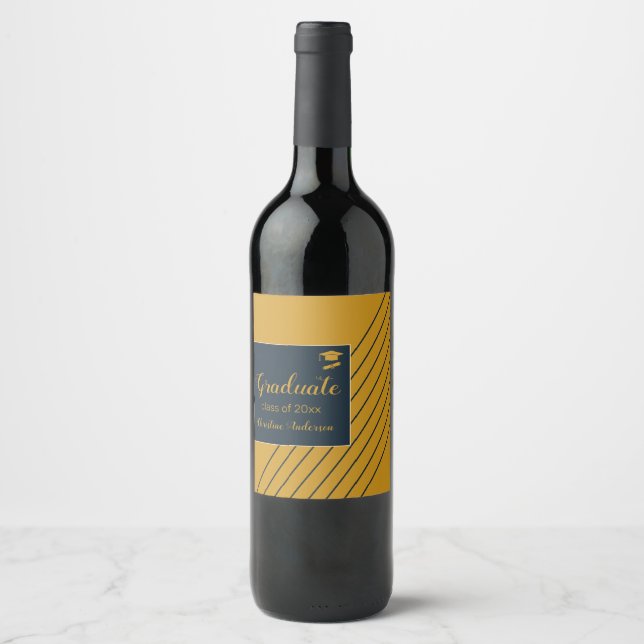 Rótulo De Garrafa De Cerveja Toca naval dourada simples de graduacao chic elega (Frente)