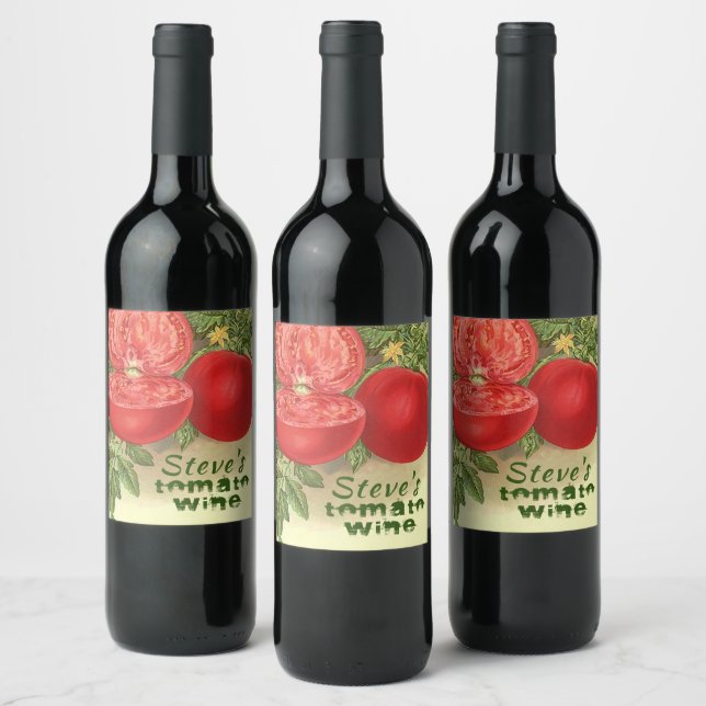 Rótulo De Garrafa De Cerveja Tomate Wine Artsy personalizado com fonte em apuro (Garrafas)