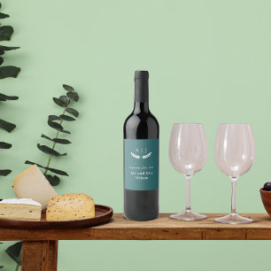 Rótulo De Garrafa De Cerveja Tonelada de Joia Verde Monograma Elegante