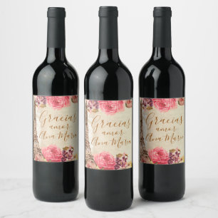 Rótulo De Garrafa De Cerveja Torre Eiffel Vintage Flores shabby chic Rosas Rosa