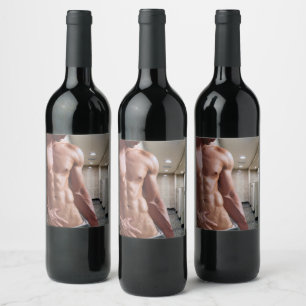 Rótulo De Garrafa De Cerveja Torso masculino musculoso sem camisa do SlipperyJo