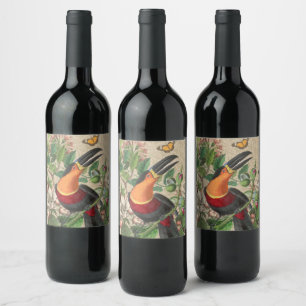 Rótulo De Garrafa De Cerveja Toucan Jungle Tropical Bird Beauful Antiguidade