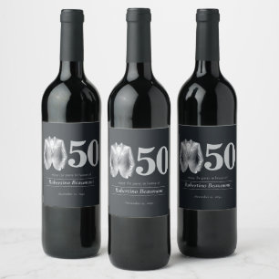 Rótulo De Garrafa De Cerveja Traje Elegante Masculino Preto Prata 50º Aniversár