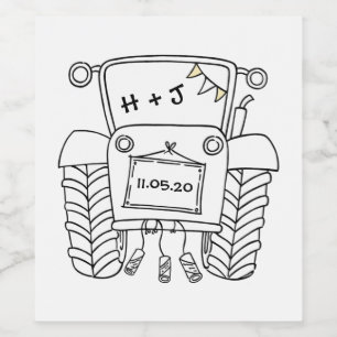 Rótulo De Garrafa De Cerveja Trator de Casamento de Países Personalizado