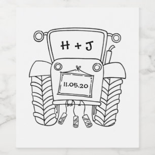 Rótulo De Garrafa De Cerveja Trator de Casamento Personalizado
