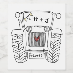 Rótulo De Garrafa De Cerveja Trator de Casamento Personalizado
