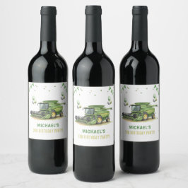 Rótulo De Garrafa De Cerveja Trator Verde Moderno de Fazenda 3º Aniversário