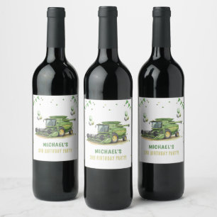 Rótulo De Garrafa De Cerveja Trator Verde Moderno de Fazenda 3º Aniversário