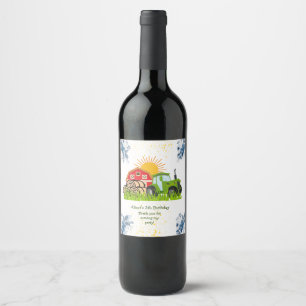 Rótulo De Garrafa De Cerveja Trator Verde Vinho para Festa de Aniversário Tem