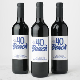 Rótulo De Garrafa De Cerveja Trendy Mão Desenhada 40 É Um Aniversário De Praia