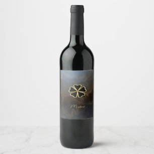Rótulo De Garrafa De Cerveja Trevo de Ouro Elegante, Visual de Couro