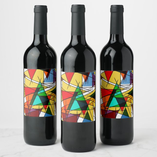 Rótulo De Garrafa De Cerveja Triângulo Moderno Colorido Geométrico  (Garrafas)