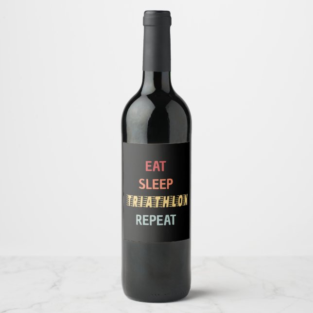 Rótulo De Garrafa De Cerveja Triatlo - Coma Durma Triatlo Repita (Frente)
