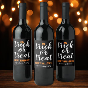 Rótulo De Garrafa De Cerveja Trick or Treat Nome da Família em Letra de Forma P