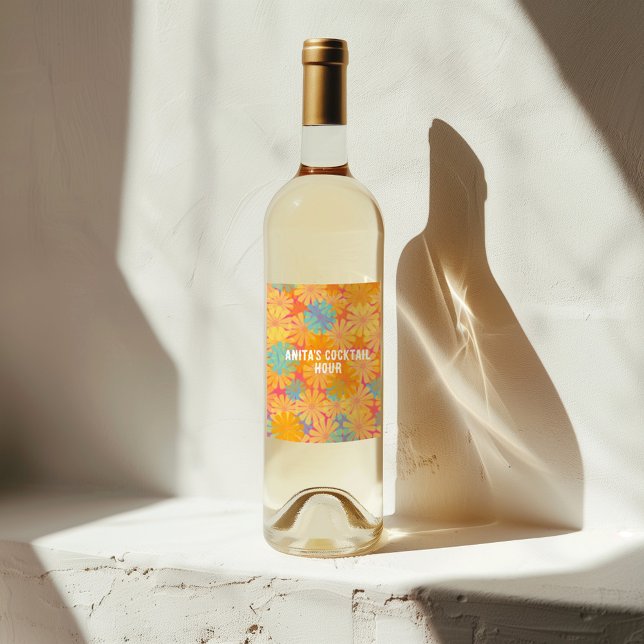 Rótulo De Garrafa De Cerveja Trippy Hippie Psychedelic Retro Floral Design (Criador carregado)