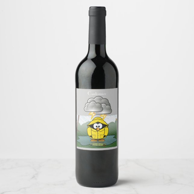 Rótulo De Garrafa De Cerveja Trocando Rainy Day Pinguin Thunder_Cove (Frente)