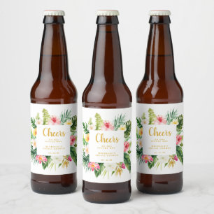 Rótulo de Garrafa de Cerveja Tropical para Chá de 