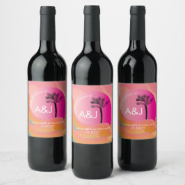 Rótulo De Garrafa De Cerveja Tropical Sunrise Ousado Rosa Laranja Branco Casame