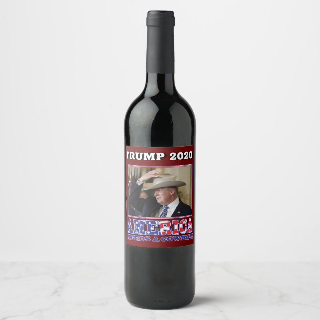 Rótulo De Garrafa De Cerveja Trump 2020 América precisa de um cowboy (Frente)