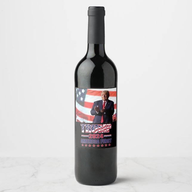 Rótulo De Garrafa De Cerveja Trump 2024 America First (Frente)