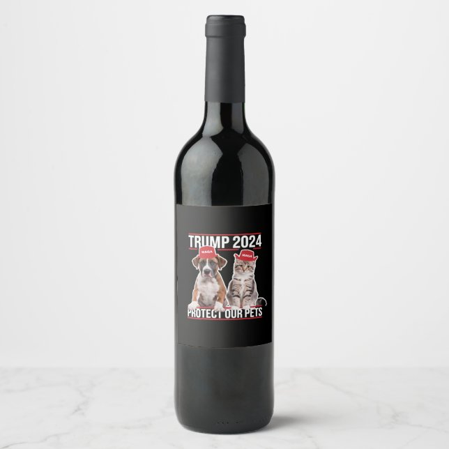 Rótulo De Garrafa De Cerveja Trump 2024 Proteja Nossos Cães de Gato Pets MAGA (Frente)