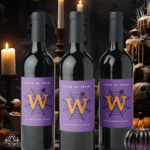 Rótulo De Garrafa De Cerveja Truque de Aranha Halloween ou Monograma de Tratame
