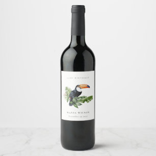 Rótulo De Garrafa De Cerveja Tucano da Floresta Tropical Fauna Aniversário de Q