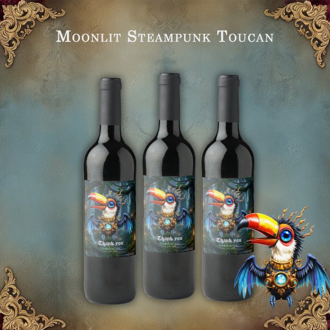 Rótulo De Garrafa De Cerveja Tucano Steampunk ao Luar. (Criador carregado)