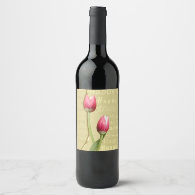 Rótulo De Garrafa De Cerveja Tulipas de páscoa Dourada Tipografia (Frente)