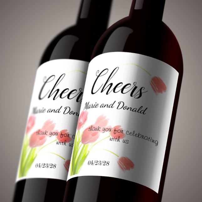 Rótulo De Garrafa De Cerveja Tulipas Rosa Suaves (Criador carregado)