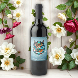 Rótulo De Garrafa De Cerveja Um belo estilo cartoon rener elf