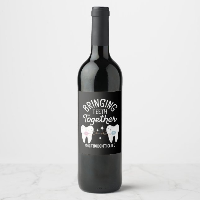 Rótulo De Garrafa De Cerveja Unindo dentes - Ortodontista (Frente)