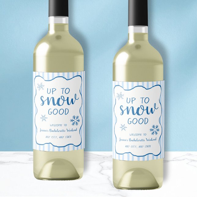 Rótulo De Garrafa De Cerveja Up To Snow Good Winter Snowflake Bachelorette  (Up To Snow Good Winter Snowflake Bachelorette Wine Label)