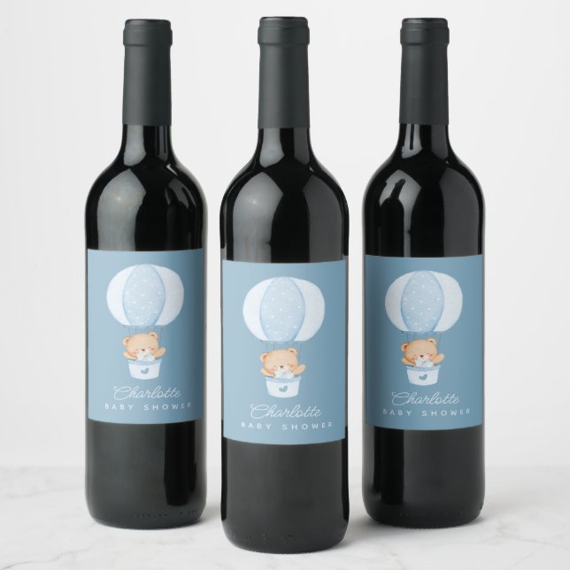 Rótulo De Garrafa De Cerveja Ursa de pelúcia simples balão azul (Garrafas)