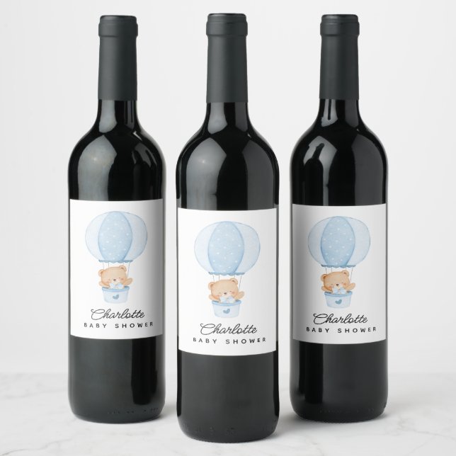 Rótulo De Garrafa De Cerveja Ursa de pelúcia simples balão azul (Garrafas)