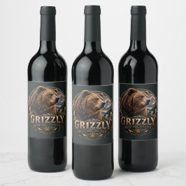 Rótulo De Garrafa De Cerveja Urso Cinzento - Selvagem Americano