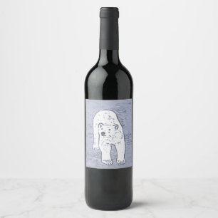 Rótulo De Garrafa De Cerveja Urso Polar na Pintura no Gelo - Arte Original da V