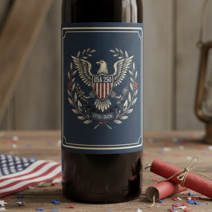 Rótulo De Garrafa De Cerveja USA 250 Águia Patriótica Motivo Herança Marinha ID