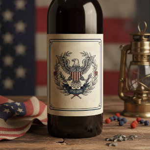 Rótulo De Garrafa De Cerveja USA 250 Águia Patriótica Motivo Patrimonial Crm ID