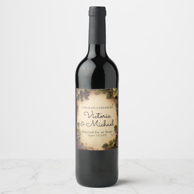 Rótulo De Garrafa De Cerveja Uvas da Vinha Rústica Nome Personalizado (Frente)