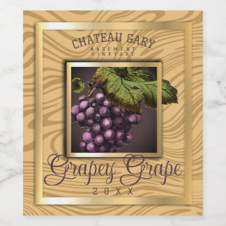 Rótulo De Garrafa De Cerveja Uvas mármore, dourado, vinho tinto, personalizado