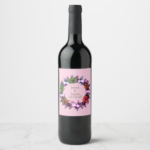 Rótulo De Garrafa De Cerveja Uvas para vinho Flores Personalizadas, Vermelho Br