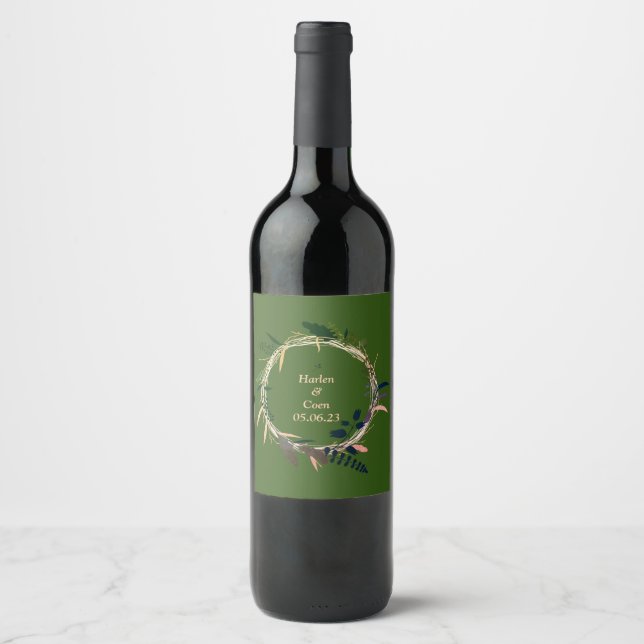Rótulo De Garrafa De Cerveja Uvas para vinho Flores Personalizadas, Vermelho Br (Frente)