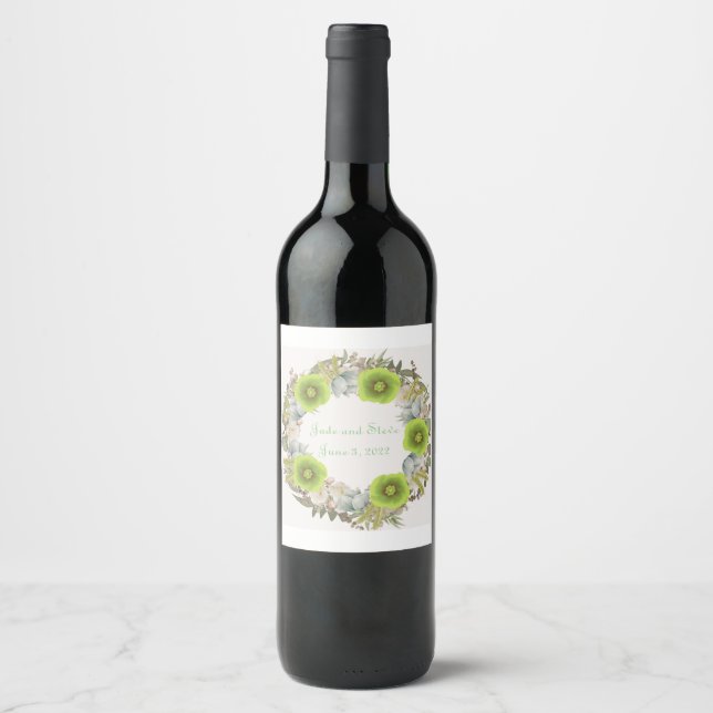 Rótulo De Garrafa De Cerveja Uvas para vinho Flores Personalizadas, Vermelho Br (Frente)