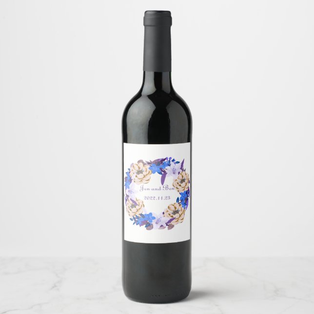 Rótulo De Garrafa De Cerveja Uvas para vinho Flores Personalizadas, Vermelho Br (Frente)