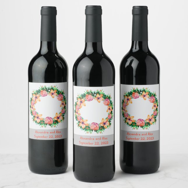 Rótulo De Garrafa De Cerveja Uvas para vinho Flores Personalizadas, Vermelho Br (Garrafas)