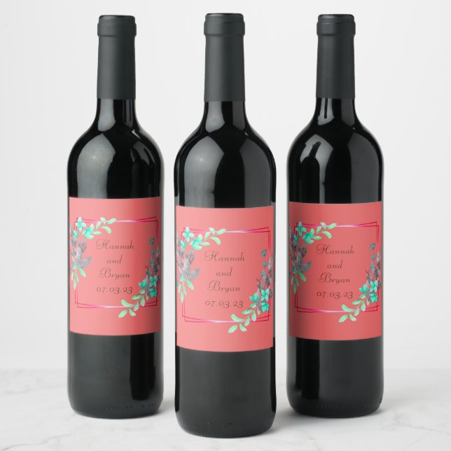 Rótulo De Garrafa De Cerveja Uvas Vinho Flores Personalizadas Verde Laranja (Garrafas)