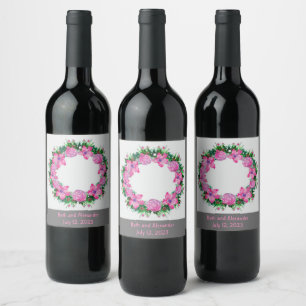 Rótulo De Garrafa De Cerveja Uvas Vinho Flores Personalizadas Vermelho Branco
